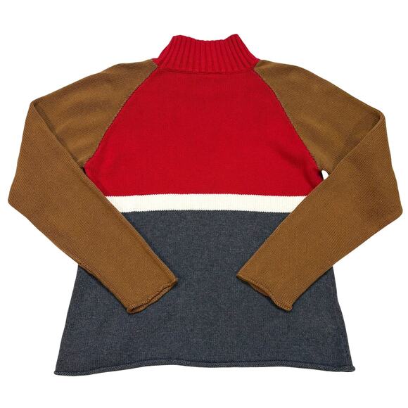 Vtg Polo Jeans Co Ralph Lauren Sweater Womens Large Color Block High Neck Y2K - Picture 2 of 9